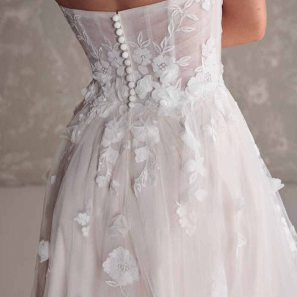 Maggie Sottero - Laila A-Line Strapless 3D Floral Wedding Gown - Picture 5 of 6